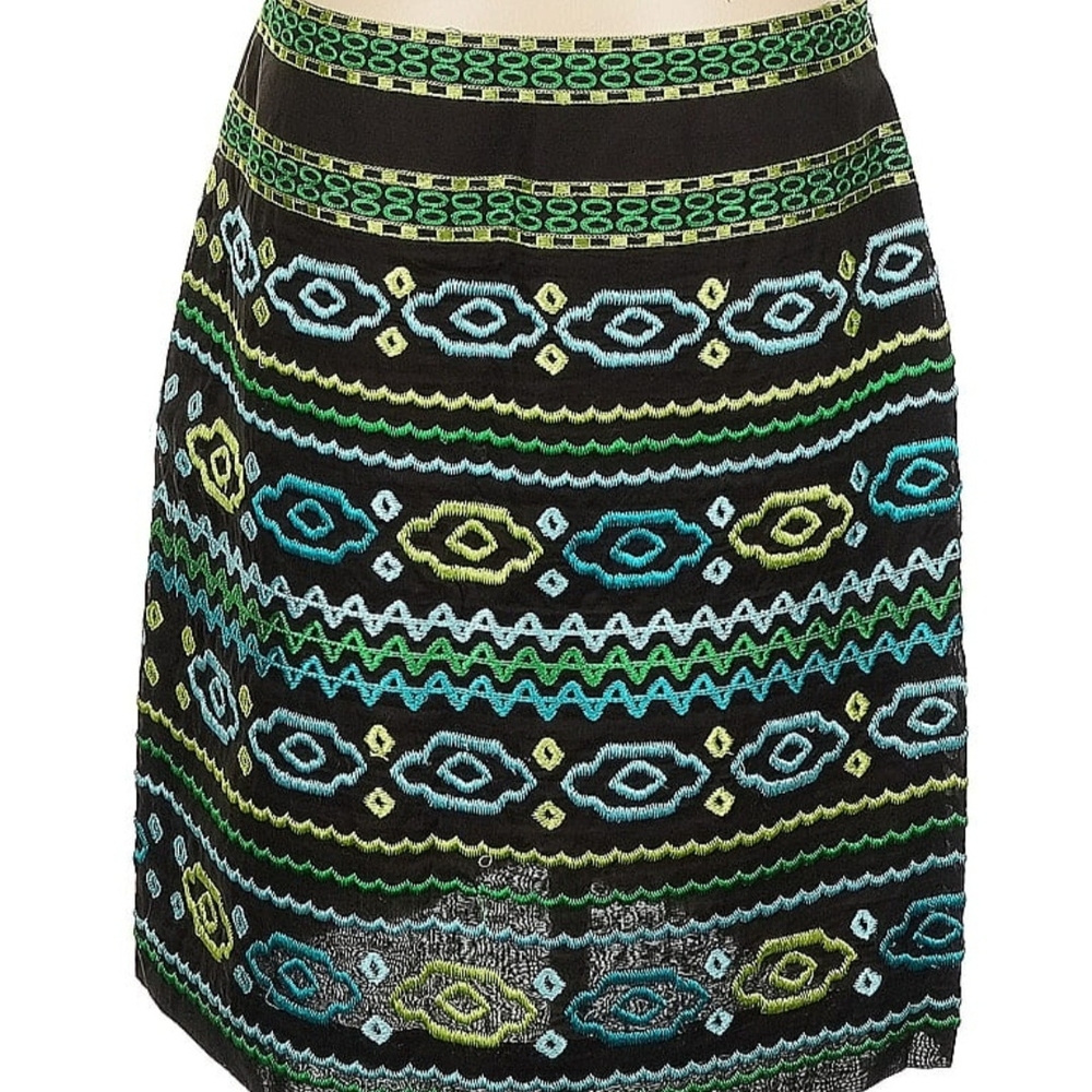 Etcetera Black And Green Patterned Mini Skirt - image 1